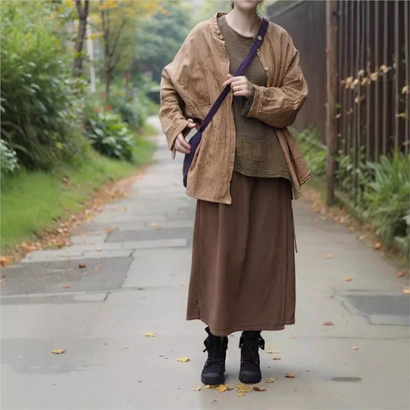 Johnature Однотонная футболка с длинными рукавами и круглым вырезом, женская осенняя мода, винтажный стиль, свободная футболка