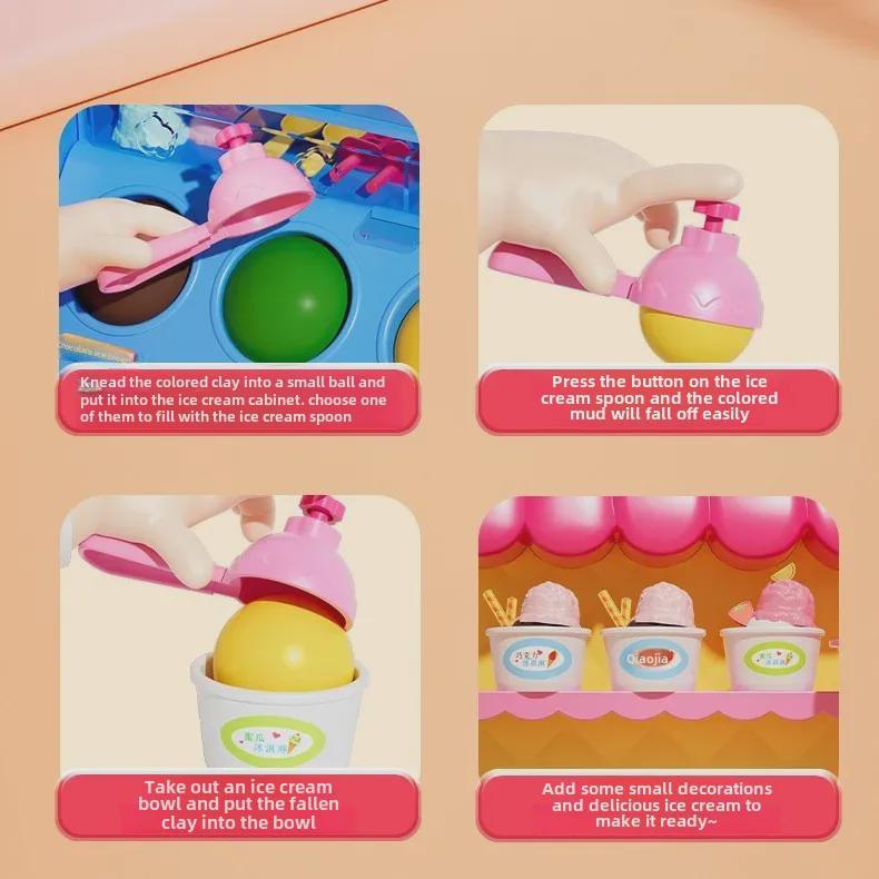 Детский набор для ролевых игр с мороженым и гамбургером из цветной глины - формы из нетоксичного пластилина.