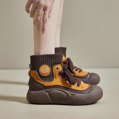 2025 новая цветовая гамма высокие ботинки Мартина носки женские ботинки мягкая кожа мягкая подошва на толстой подошве увеличивающие рост ботинки ретро модные ботинки