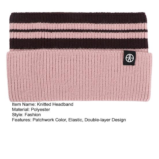 Yousheng Kids Knitted Headband Wide Edge Elastic Ear Protection Warm Striped Contrast Design Ponytail Opening Headband