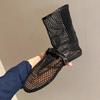 Fashion New Black Round Toe Flat Net Lace Roman Sandals European and American Runway Sexy Short Boots Trendy Women