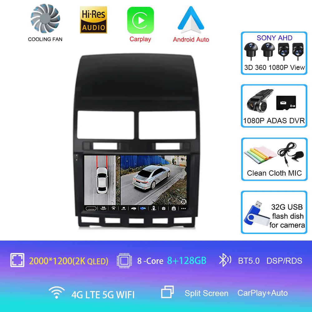 Автомагнитола Android 14 Carplay Auto Для Volkswagen Touareg GP 2002 - 2010 Навигация GPS Мультимедийный плеер Стерео видео wifi+4G BT