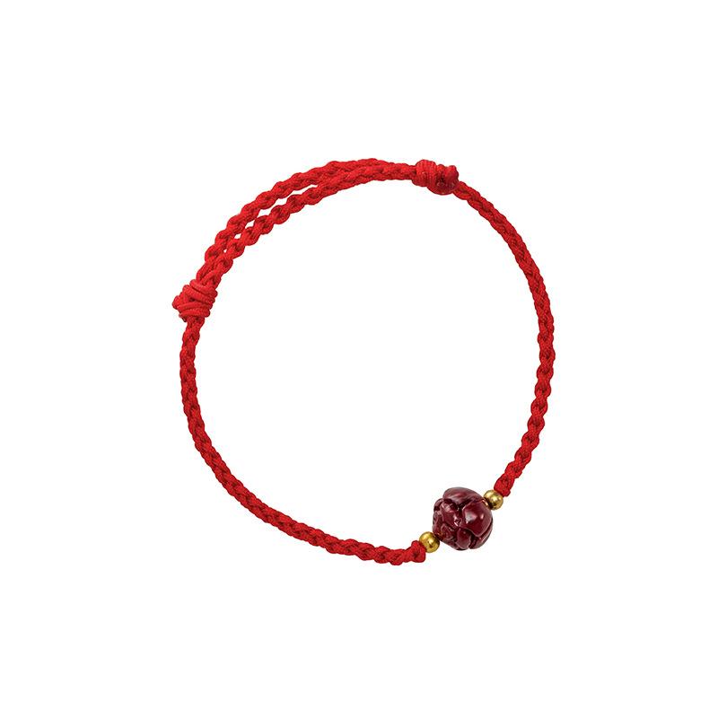 S925 Silver Single Lotus Purple Gold Sand Bracelet Women's Red String Beads New Year Transport Lucky Bracelet New