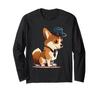 Charming Corgi with Adorable Dog In Hat Long Sleeve T-shirt
