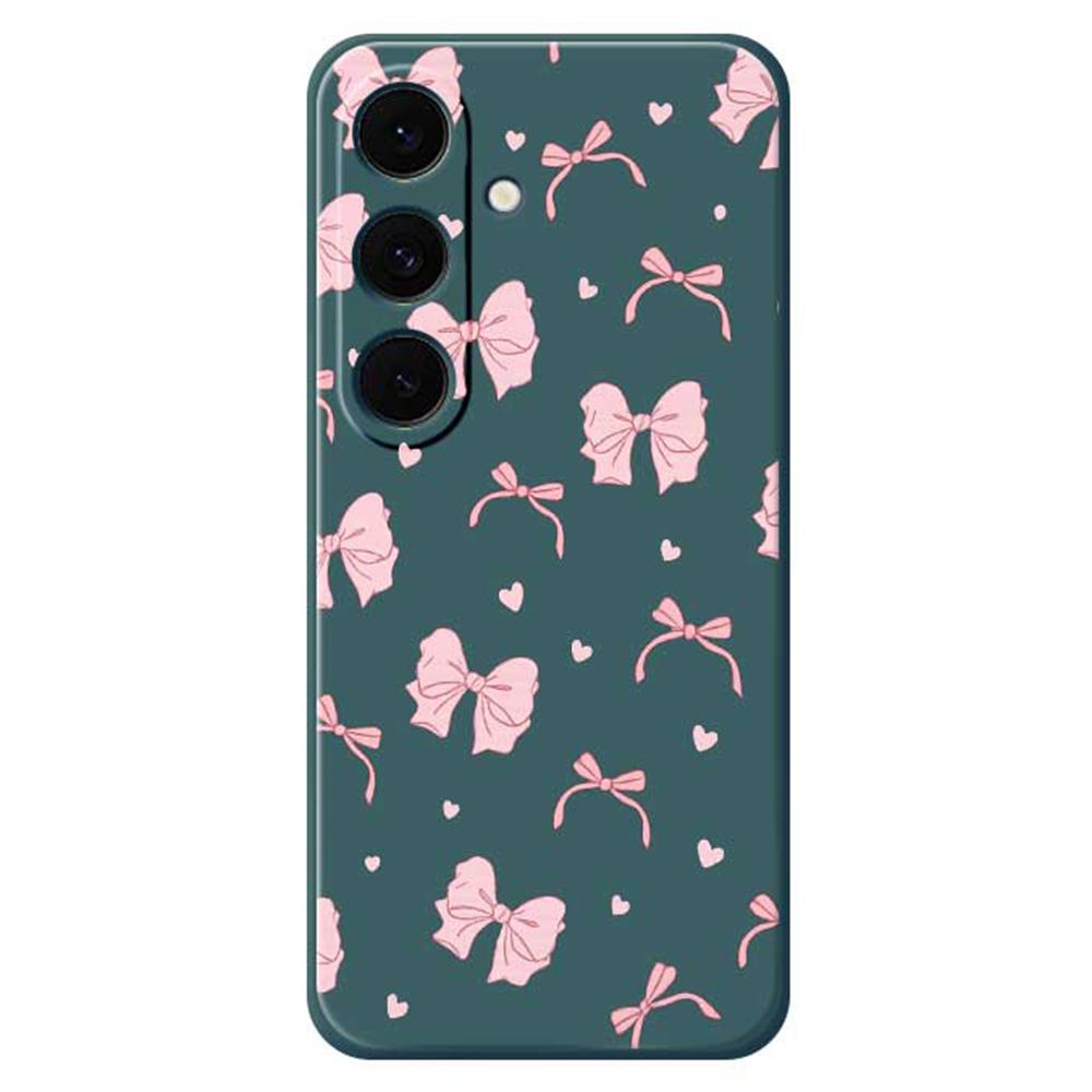 For Samsung Galaxy S25 FE Case Pink Bow Love Pattern Printing Straight Edge TPU Phone Back Cover