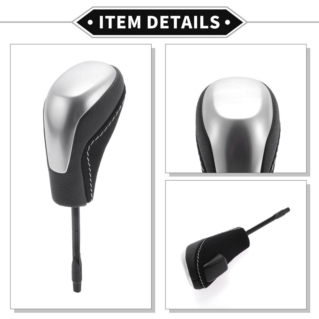 VekAuto Automatic Gear Shift Knob for BMW 3 Series E46 1998-2006, Durable Plastic and Faux Leather, Black and White, Gearbox Stick Shift Lever Knob.