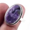 Natural Charoite Gemstone Handmade 925 Sterling Silver Jewelry Ring Size 9 Z1H57