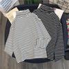 Turtleneck Long Sleeve T-shirts Women Striped Tshirts All-match Loose Basic Tops Leisure Korean Style Mujer Fashion Clothing Ins