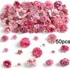 50/90Pcs Mini Random Artificial Silk Flower Heads For Home Room Decoration Fake Rose Peony DIY Wreath Mother's Day Wedding Decor