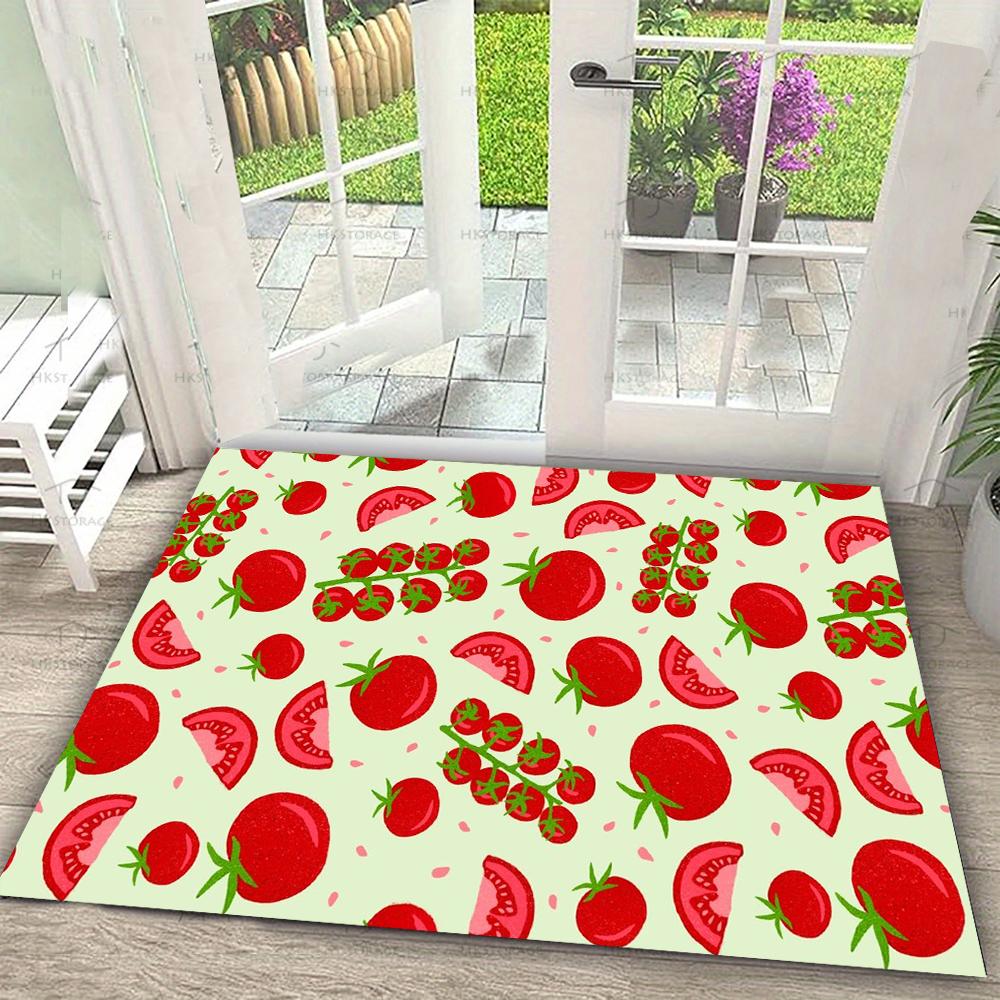 Cartoon Vegetables and Fruits Design Door Mat Soft Water Absorbent Non-slip Rug for Porch Kitchen Farmhouse Decoration