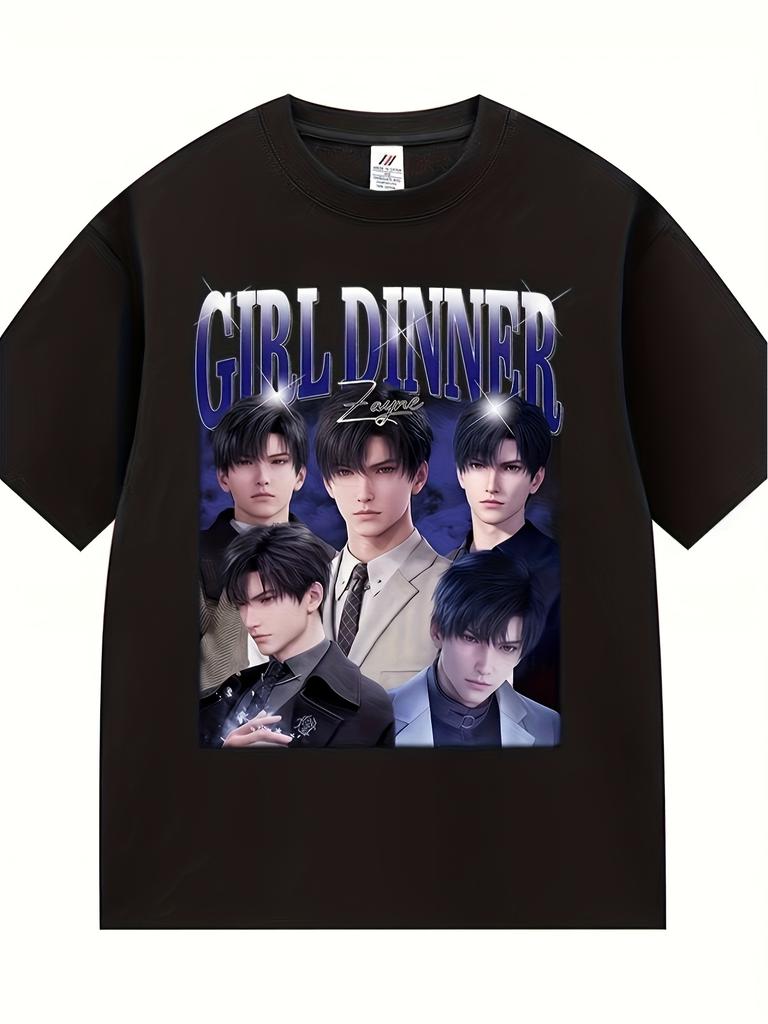 Men's & Women's ModelGirl Dinner ZAYNE Formal Anime Characters Unisex 100% Cotton T-Shirt, Soft, All Season Casual Streetwear Esse