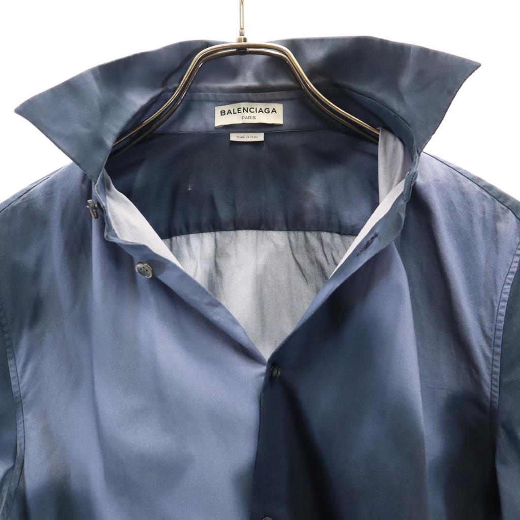 Balenciaga Made In Italy Tie-dye Pattern Long Sleeve Shirt 38 Navy Men's Used