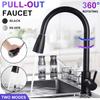 2 Spraying Modes 360° Rotating Pull Out Faucets with Sprayer Bathroom Basin Sink Faucets Stainless Steel Hot & Cold Tap