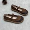 Retro Handmade Genuine Leather Women's Shoes Round Toe Shallow Soft Cowhide Flat Shoes