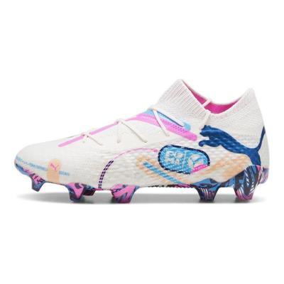 Кроссовки Future Ultimate 7 FG AG Volume Up Pack Unisex, белые, светящиеся, синие, ядовито-розовые 108072-01