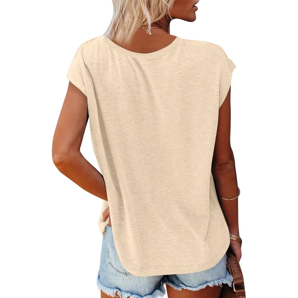 Женская летняя повседневная базовая футболка с круглым вырезом, однотонные топы, хлопковые повседневные женские топы с короткими рукавами, топы, спортивная рубашка
