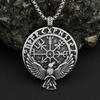 Nordic Vikings Stainless Steel Compass Rune Pendant Necklace For Men Women Vintage Odin Raven Necklaces Amulet Jewelry Wholesale