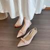 Retro Bow Light Mouth Thin Heel Empty Sandals Women's Spring New Pointed High Heel Sandals