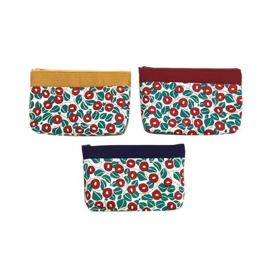 Kyoyu Made in Japan 100% Cotton Pouch with Pocket, Cosmetic/Accessory Case, Approx. 13.5×18cm, Women