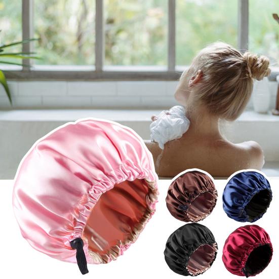 Nightcap with Elastic Band 2-layered Extra Large Sleeping Satin Bonnet Smooth High Density Women Braids Curly Night Hat Sleeping Cap for Home Salon