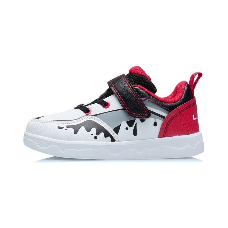 Li Ning Velcro Soft Comfortable Non-Slip Wear-Resistant Low-Top Kids Skate Shoes Kids Skate Shoes Black Red YKNR112-5