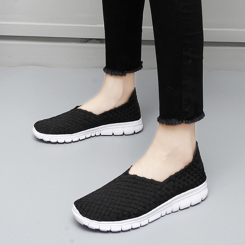 Летние мокасины, розовые пляжные прогулочные туфли, женские повседневные плетеные мягкие лоферы без шнуровки, плетеные кроссовки на плоской подошве