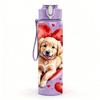 1PC Puppy Red Heart 750ml Color Plastic Sports Water Bottle Leakproof Flip Straw Lid Suitable for Sports Office Home Use