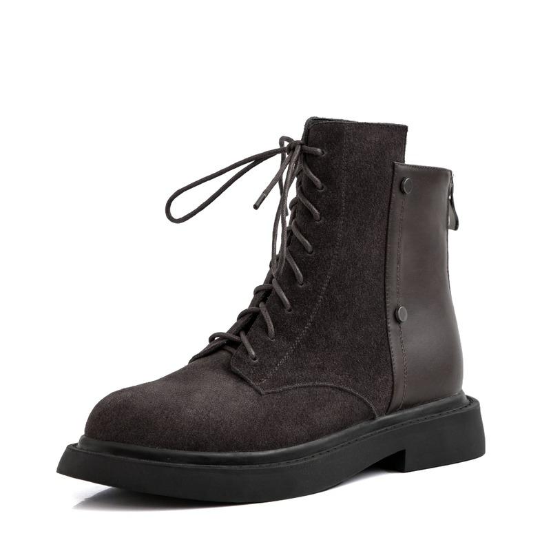 Женские ботильоны из натуральной кожи из коровьей замши с перекрестными ремешками Узкие ботинки Ботинки на платформе