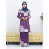 Fashion Traditional Clothing Purple Imitation Lace Print Rendering Floral Kurang Pahang Ladies Muslim Suit Comfortable and Elegant Ladies Two Piece