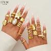 20 Piece Fashion Irregular Lava Liquid Flower Ring Set Jewelry Women Trendy Shiny Daily Party Accessory Decorative Gift Idea
