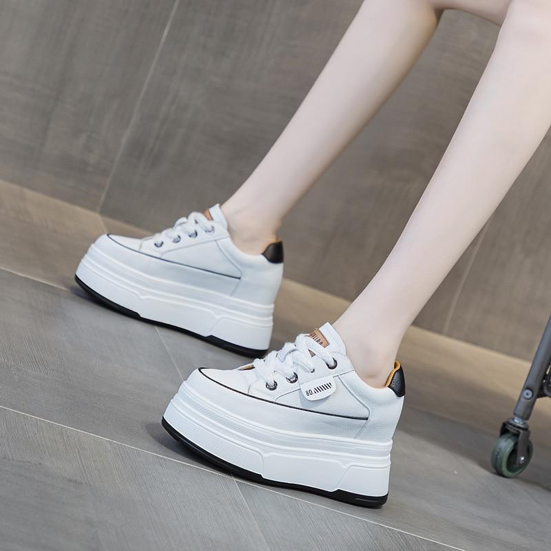 Fujin 9 см из коровьей замши из натуральной кожи, женская вулканизированная обувь на платформе, танкетка для скейтбординга, повседневная устойчивая обувь на высоком брендовом каблуке