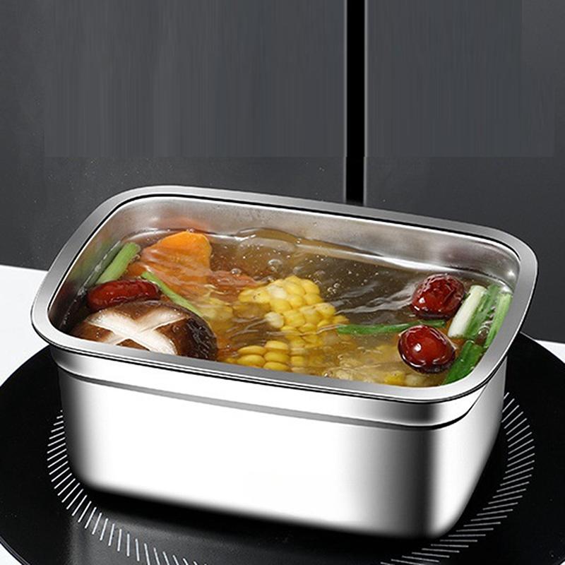 Ланч-бокс из нержавеющей стали 304 с крышкой, герметичный, не протекающий, коробка для бенто, контейнер для хранения в холодильнике/морозильнике, ланч-бокс для кемпинга на открытом воздухе