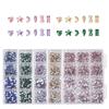 Nail Art Irregular Resin & Colored Rhinestones Set - Flatback, 12 Grids of Mixed Clear Diamonds