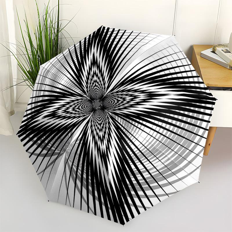 1pc Geometric Circle Pattern Automatic Folding Umbrella - Portable Collapsible Design, 8-Rib Iron Frame, Durable Fabric yy251125167