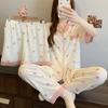 Pink Cute Bow Printing Contrasting Color Cloud Cotton Pajamas Women'S Summer Casual Loungewear Short-Sleeved Three-Piece Set