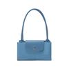 New LONGCHAMP Le Pliage Green Recycled Canvas With Leather Trim Dumpling Bag, One Shoulder Handbag Medium Size Women's Blue 2605919P58