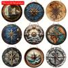 1pc 2d Flat Vintage Compass Sign Round Wooden Sign - 20cm, Nautical Theme Wall Art Decoration, Bar Garage Cafe Restaurant Living Room Decoration