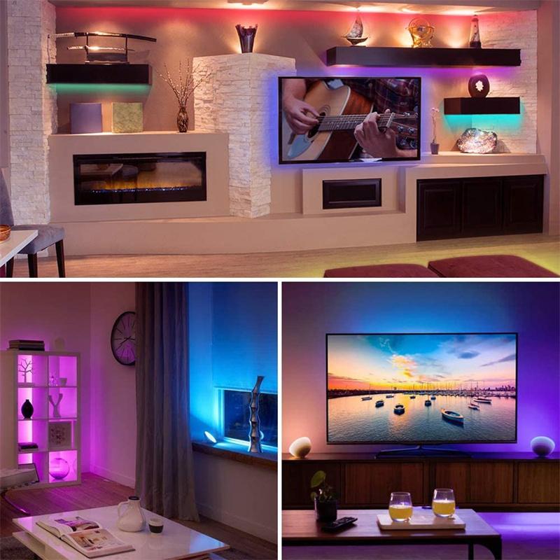 5V RGB Flexible LED Strip Lights, Color Changing Atmosphere Tape Light with 44 Keys Remote for Bedroom Indoor Home Decoration