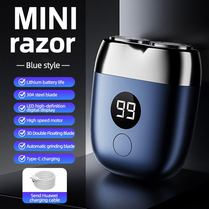 Portable Rechargeable Men's Electric Beard Shaver - Compact Travel Design