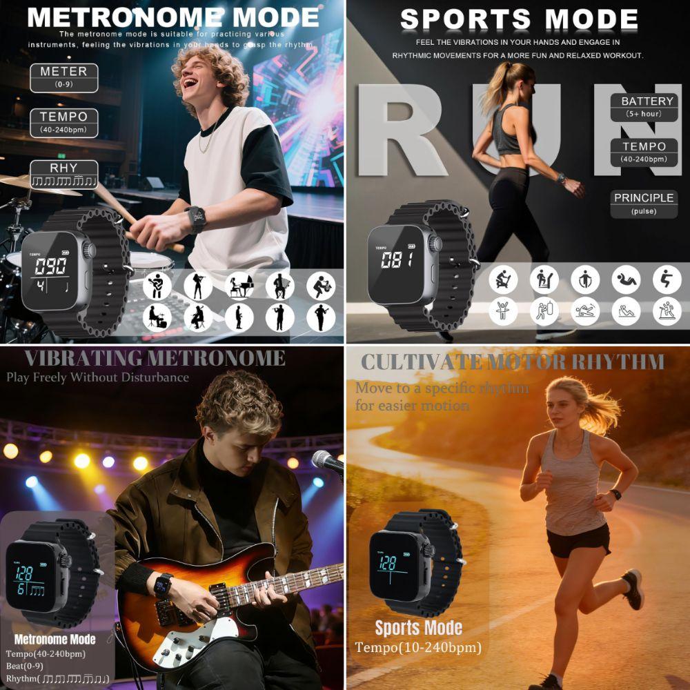Adjustable Strap Vibrating Metronome Watch Pulse Metronomes Piano Violin Guitar Practice