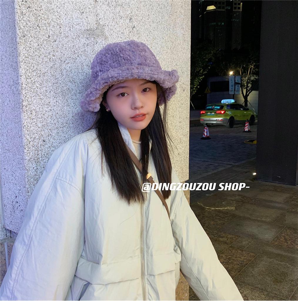 Thickened Lamb Stylish Wool Winter Bucket Hat For Women Cozy And Warm Ear Protection