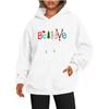 Christmas Crew Believe Letter Women Hoodies New Fashion Hooded Sweatshirt Autumn Winter Loose Women's Blouse Y2k Pullover Top
