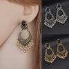 Retro Hollow Carving Tassel Drop Dangle Charm Earrings Women Party Jewelry Gift