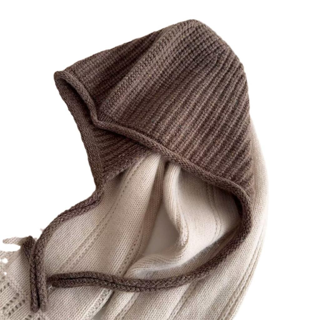 Шапка-балаклава из чистой шерсти Женская красная рождественская вязаная шапка с защитой ушей Маленькая теплая шапка, подчеркивающая лицо