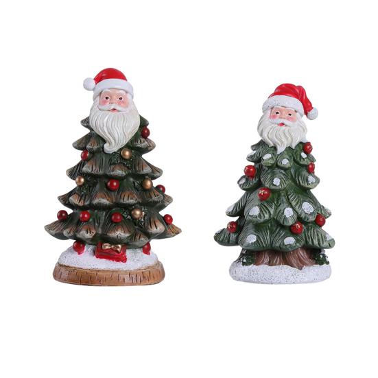 Мини-фигурка рождественской елки, Санта-Клаус, верхушка для рождественской елки, статуэтка из смолы, скульптура для дома и офиса