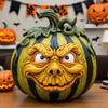Halloween Pumpkin Figurine Resin Pumpkin Face Sculpture Spooky Pumpkin Halloween Decor for Home Office Desktop Decoration