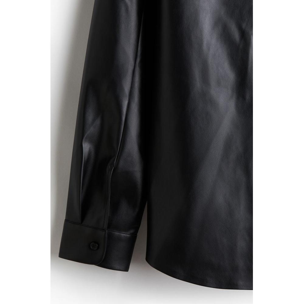 Рубашка HM Regular Fit с покрытием, черная