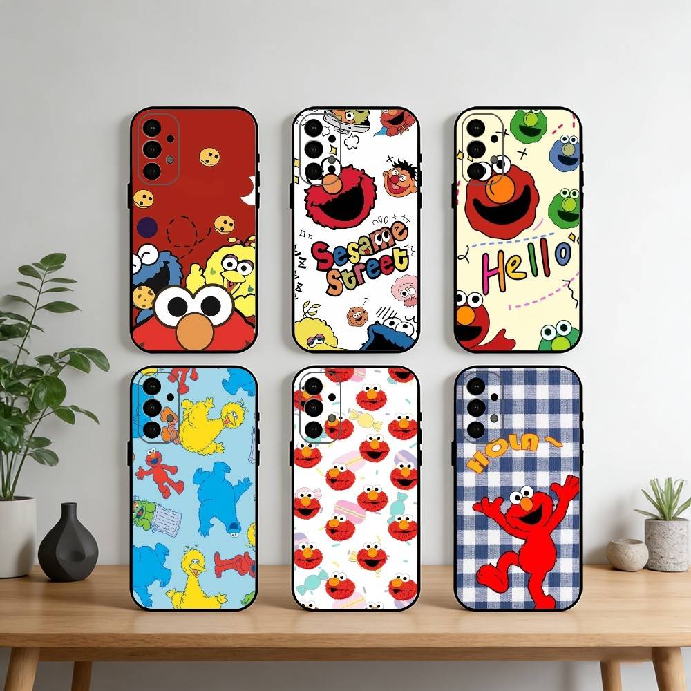 Sesame S-Street Cookie Elmo Phone Case For Samsung S25,S24,S21,S22,S23,S30,Ultra,S20,Plus,Fe,Note,10,9,5G Black Cover