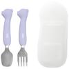 TGM Portable Silicone Stainless Steel Bear Spoon and Fork + Case, Ash Blue, Spoon + Fork + Case, 1 Set, Korean Popular Tableware