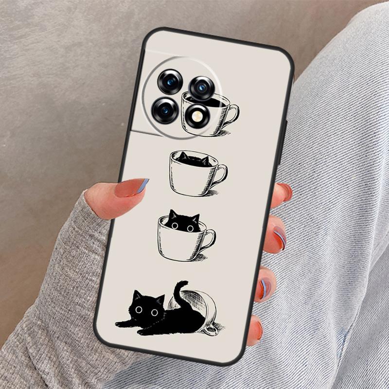 Cute Animal Cat Coffee Cover For OnePlus Nord 4 CE 2 3 Lite N30 N20 N10 OnePlus 13 12 11 10 Pro 8T 10T 12R 13R Case